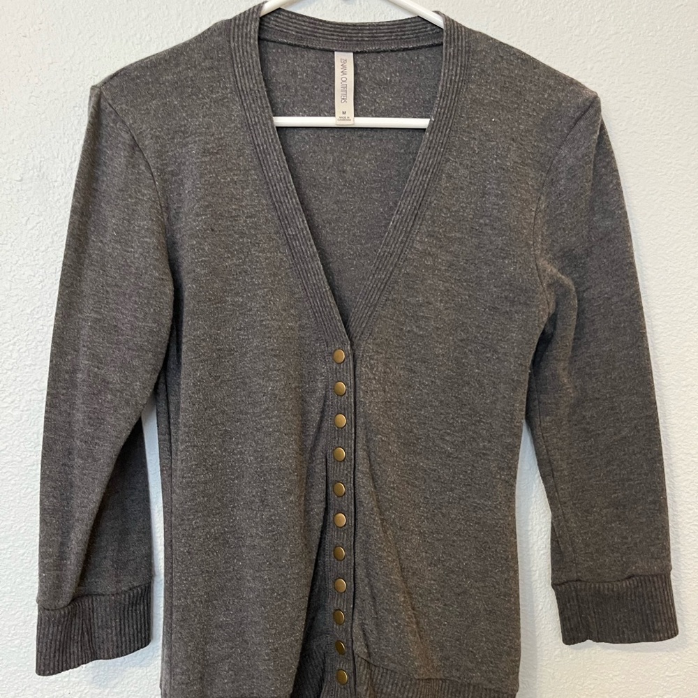 Grey 3/4 sleeve button down Sweater